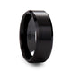 8 mm brushed black ceramic wedding band with beveled edges