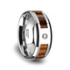 9 mm tungsten carbide ring with a zebra wood and diamond set inlay