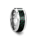 8 mm tungsten carbide ring with a black and green carbon fiber inlay