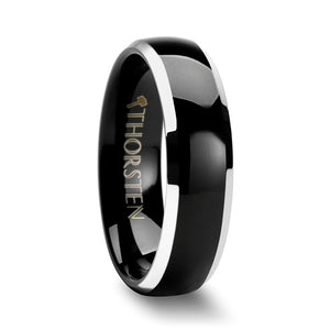 6 mm black domed tungsten carbide ring with polished beveled edges