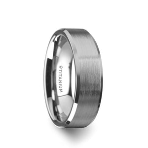 6 mm brushed titanium ring with polished beveled edges