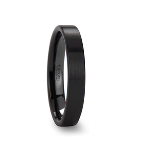 4 mm black ceramic men's ring with a brushed finish