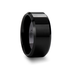 10 mm black ceramic ring with beveled edges and a polished finish