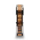 4 mm tungsten carbide ring with beveled edges and a zebra wood inlay