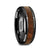 4 mm black titanium ring with a walnut wood inlay and polished beveled edges